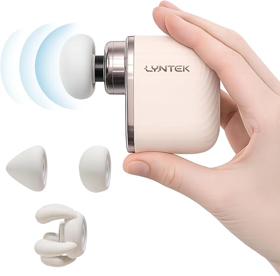 Mini Massage Gun - Small Handheld Muscle Massager with Percussion Deep Tissue, 5 Adjustable Vibration Frequency & 3 Interchangeable Heads - Portable Pocket Massage Gun for Gym, Travel, Office