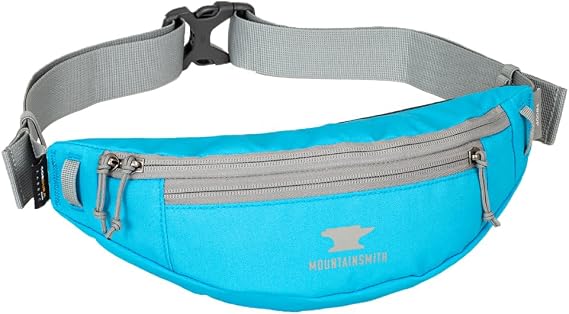 Mountainsmith Swoop Lumbar Pack - Cyan Blue | Waist, Fanny, Hip, Running, Hiking, Travel, Dog-Walking, 2 Zippered Pockets