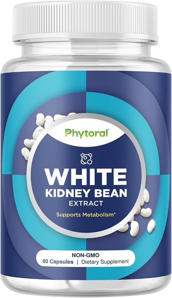 White Kidney Bean Extract Carb Blocker - White Kidney Beans Supplement for Metabolism Boost & Ease Calories from Starchy Food - Carb Control Supplements - 60 Count