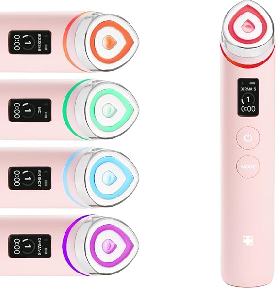 medicube Booster Pro - 6 in 1 Real Glass Glow Beauty Massager, Pink | 6-in-1 Real Glass Glow Beauty Massager - for Clear, Radiant, Firmer-Looking Skin, Korean Skin Care, Pink