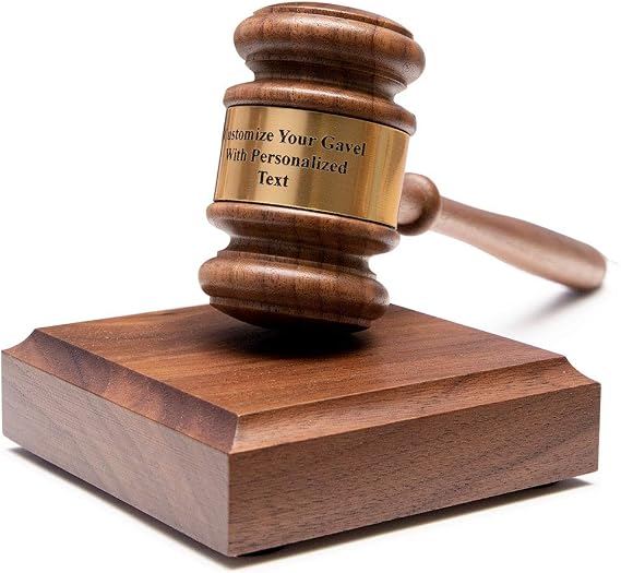 Personalized Walnut Gavel w/Square Sound Block