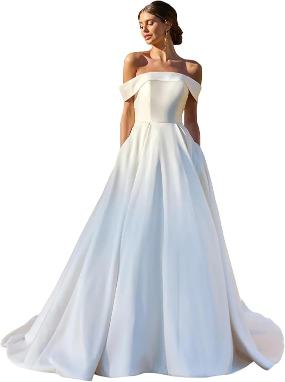 Yuxin Princess Lace Off Shoulder Wedding Dress for Bride 2025 Long Sleeves Ball Gown Bridal Dresses