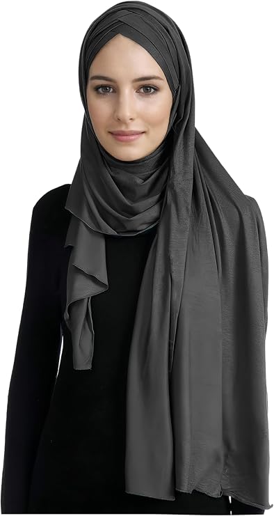 Lina & Lily Criss Cross Tie Back Full Coverage Instant Hijab, Modal Jersey Muslim Women's Head Scarf Wrap