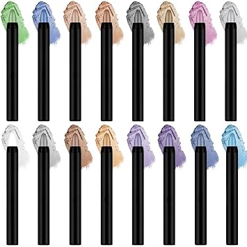 Ujicde Eye Shadow Sticks Shimmer Cream Eyeshadow Stick 16 Color Highlighter Pencil Waterproof Glitter Eye Shadow Eyeliner Pen, Blendable Eyes Makeup, Vegan & Cruelty-Free (Color : White)