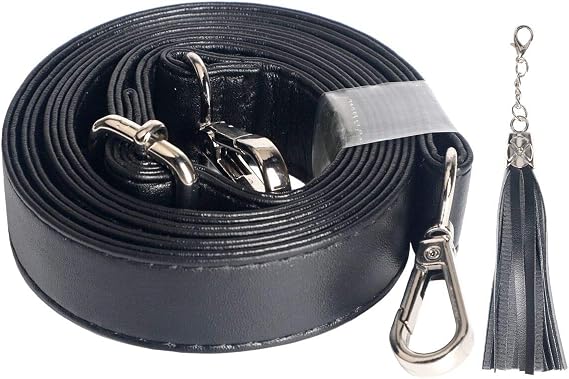 Crossbody Bag Strap - Microfiber Leather - Replacement for Handbag/Purse, Adjustable 150 cm Long Black (2cm/Silver)
