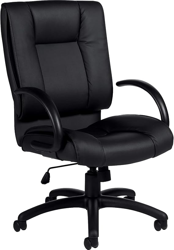 Global Offices To Go Luxhide Exec High-Back Chair, Bonded Leather, Black, Seat: 21-inch x18-inch, Back: 21-inch x25-inch (OTG2700BL20)
