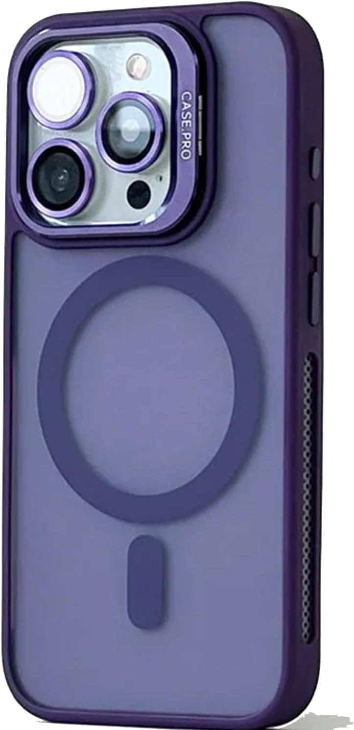 Camera Protected Transparent Full Color Magnetic Wireless Phone Case Deep Purple, iPhone 14 Pro Max compatible with Magsafe, which can be Camera Lens Apparatus Stand compatible with Coverzone iPhone 14 Pro Max