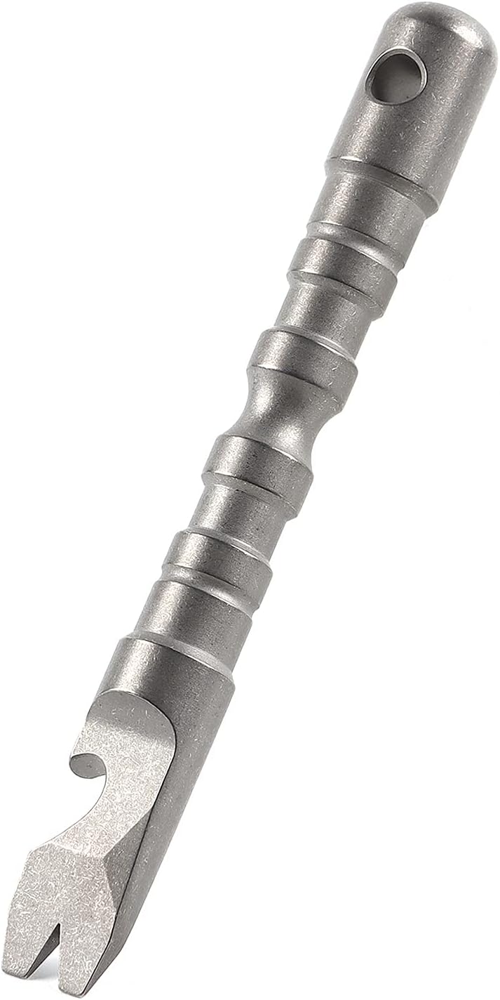 Hamans Titanium Alloy EDC Pry Bar with Bottle Opener Screwdriver Function Multi Tool Gray