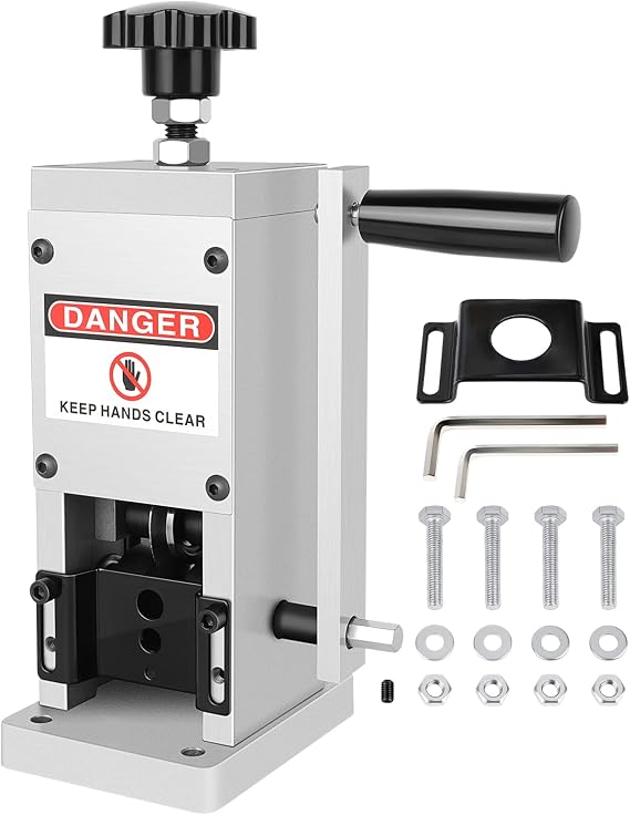 FAHKNS Wire Stripper Machine Manual Drill Powered 0.06-0.98 in (1.5-25 mm) for Scrap Cable Copper Recycling Hand Crank Wire Stripping Machines Tool Maquina Para Pelar Cables de Cobre