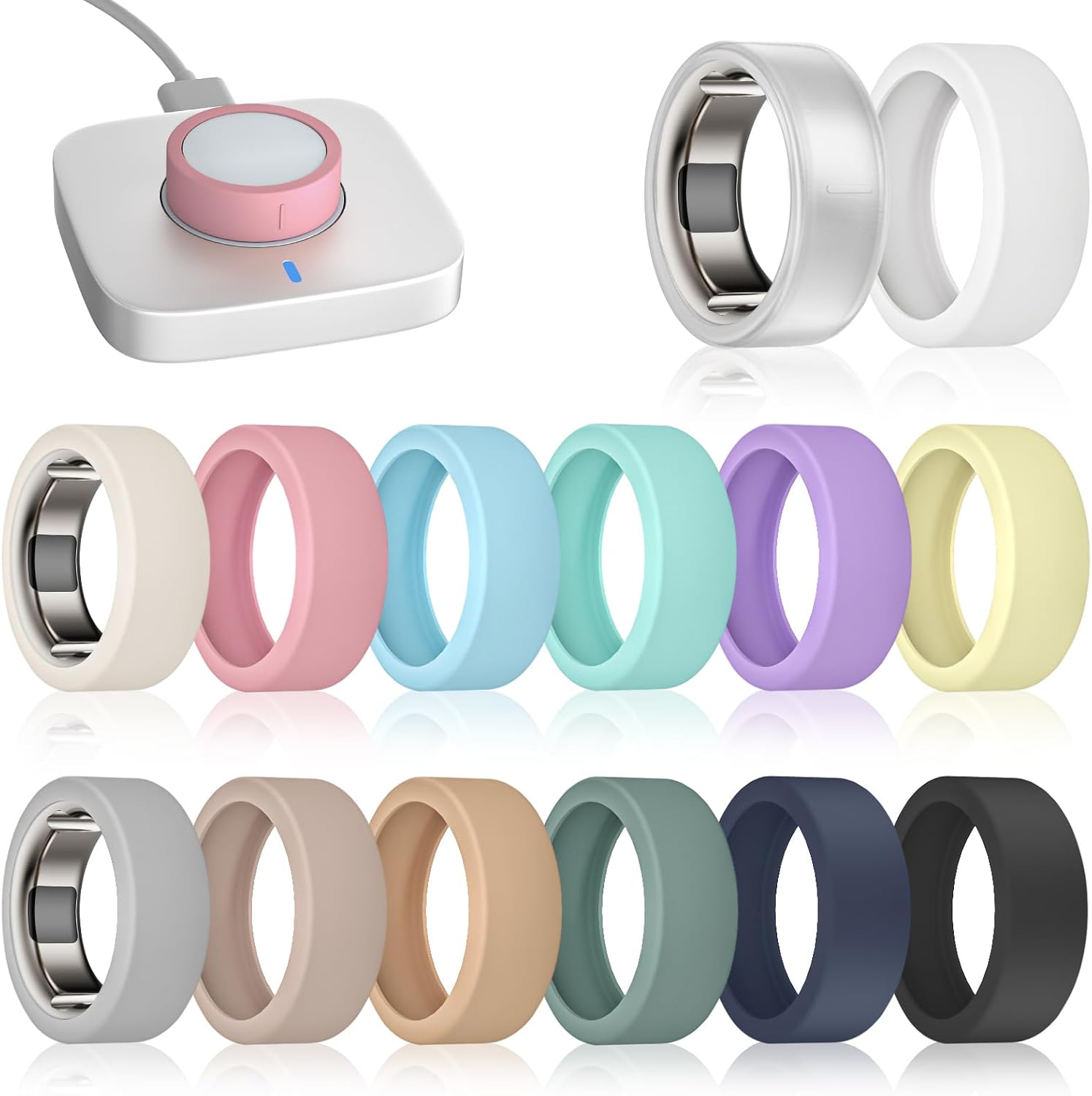 リングカバー 14個パック Oura Ring Gen 4/4 Ceramic/Oura Gen 3対応 超薄型傷防止シリコンリングプロテクターケース RingConn Gen 2/Gen 2 Air/Ultrahuman Air レディース メンズ