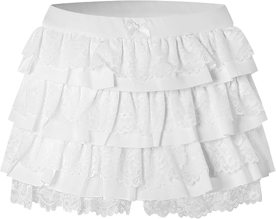 Lace Ruffle Bloomer Shorts for Women | Lolita Style High Waisted Micro Mini Skort | Sexy Cake Layer Design