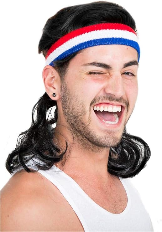 Mullet On The Go - The Bobcat Mullet Headband Wig, One Size, Black