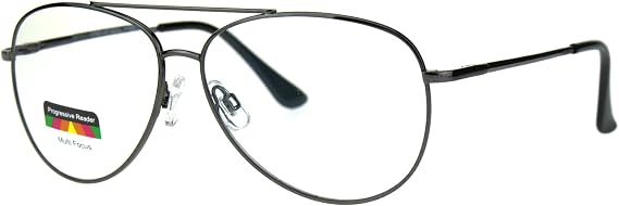 Multi Focus Progressive Reading Glasses 3 Powers in 1 Reader Metal Aviator