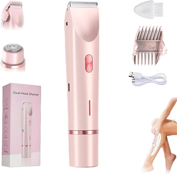 Dual-Head Shaver Women,2 in 1 Women Electric Shaver Dual-Head, Intimate Razor Womens, Ipx7 Waterproof Rechargeable, for Armpit, Legs, Arms (1)