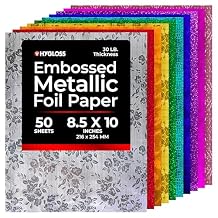 Hygloss Embossed Metallic Foil Paper - 50 Sheets Embossed Metallic Foil Paper - 8.5x10 Inches - Ideal Foil Papers for Crafts - Shiny Craft Sheets