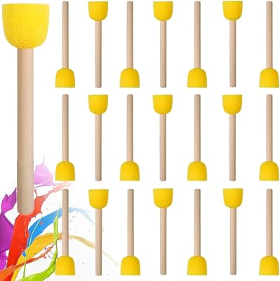 30Pcs Round Sponge Foam Brush Set for Painting Wooden Handle Sponge Brushes Painting Tools for Kids Painting Crafts and Arts 30PCS 1 Size