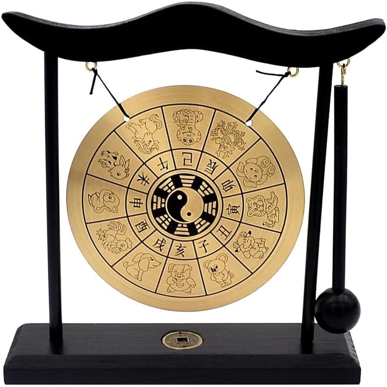 Brass Feng Shui Gong Percussion Instruments Handmade Brass Gong Zen Art Desktop Chinese Home Decor Office Decorative Ornament Housewarming Blessing Gift