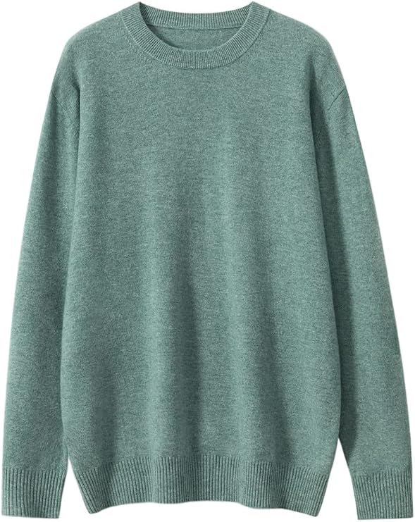 Aecsoc 100% Cashmere Sweater Men's Basic Knit Crew Neck Round Neck Tops Pullover XDY205