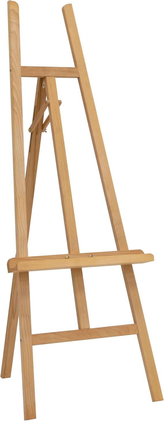 Studio Designs Museum Display Easel Adjustable Solid Wood Stand for Painting, Sketching, Wedding & Event Signs, Posters, Photography, Home Decor Foldable, Lightweight, 6063 Natural Wood