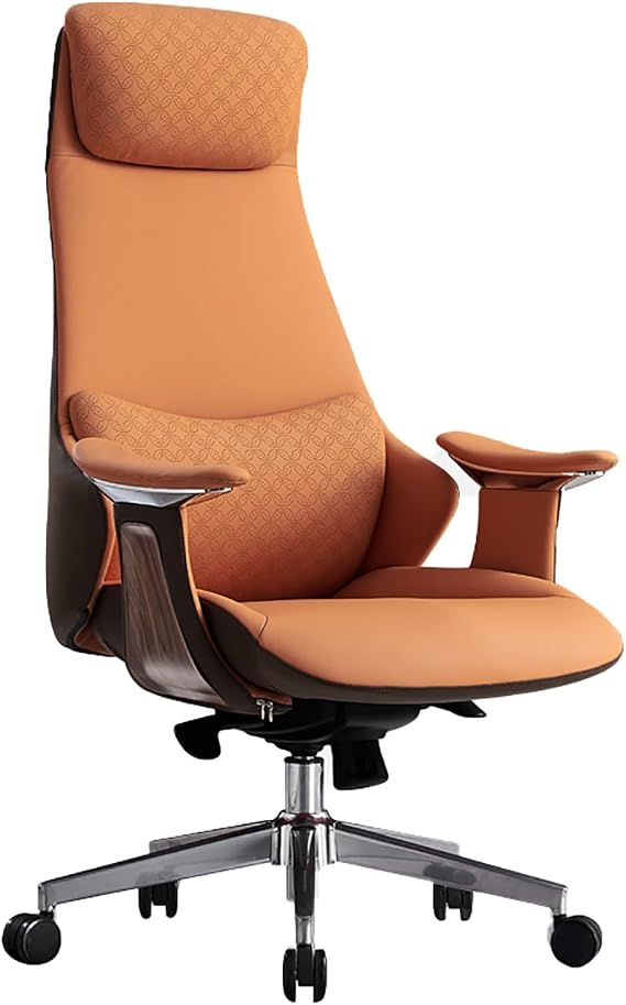 Ergonomic Executive Desk Chair, Adjustable High Back Computer Chair, with Headrest and Lumbar Support, 360° Swivel Office Chairs, for Gaming, Work(Orange)