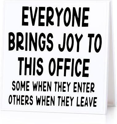 Funny Office Desk Sign, Everyone Brings Joy Desk Plaque Sign Gift for Coworkers Definition Office Decor for Table Shelf White Elephant Gift