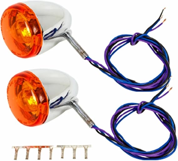Chrome Deuce Style Amber Lens Turn Signals 12V Fit For Harley-Davidson 1977-2007