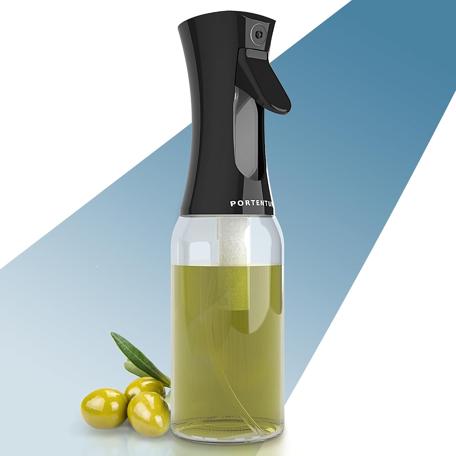 PORTENTUM Oil Spray Bottle 300ml - 10,55 oz for Kitchen and Air Fryer Spray - Oil Dispenser Leakproof Glass