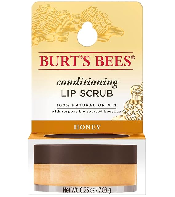 Burt's Bees Conditioning Honey Lip Scrub, Exfoliates & Conditions Dry Lips, with Honey Crystals, Use with Overnight Intense Treatment, Natural Origin Care, 0.25 oz.