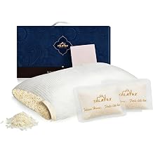 Talatex Adjustable Shredded Latex Pillow-Customisable Loft for Side, Back & Stomach Sleepers | Adjustable Filling to Neck Support & Spinal Alignment | Orthopaedic Cervical Pillow with Washable Cover