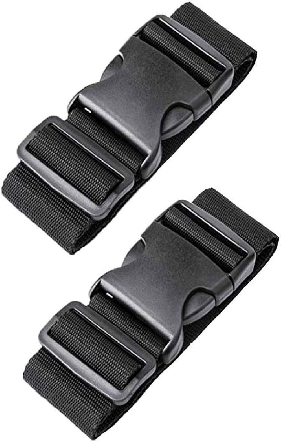 [2 Packs] Luggage Suitcase Straps, elloLife Upgraded Widened Adjustable(180cm x 5cm) Suitcase Belts for Travel Security, Handbags, Luggage, Totes, Briefcases, Carts, Wheeled Luggage etc (Black)