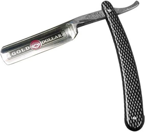 Gold Dollar Shaving Cut Throat Straight Razor Color Silver and Black