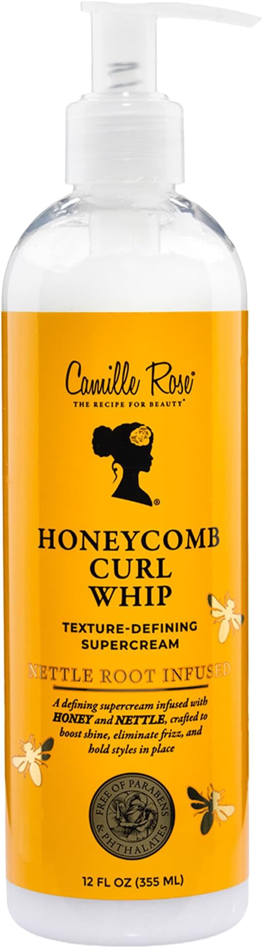 Camille Rose Honeycomb Curl Whip Texture-Defining Supercream to Hold, Defrizz, Nourish, Shine, and Promote Hair Regrowth | With Honey and Nettle Root