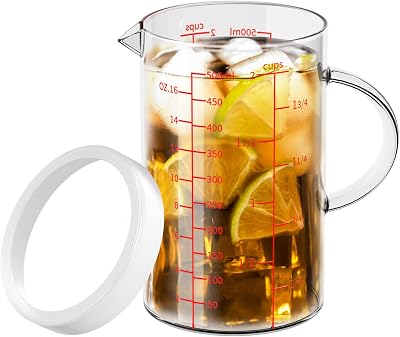 77L Glass Measuring Cup, 2-Cup500 ML Liquid Measuring Cups, Measuring Cup With Handle and V-Shaped Spout, Glass Beaker with Three Scales OZ, Cup, ML, DishwasherFreezerMicrowave Safe