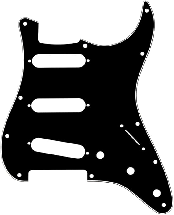 Musiclily SSS 11 Hole Strat Pickguard Electric Guitar Pick Guards Scratch Plate for Fender USA/Mexican Standard Stratocaster Modern Style Electric Guitar,3Ply Black