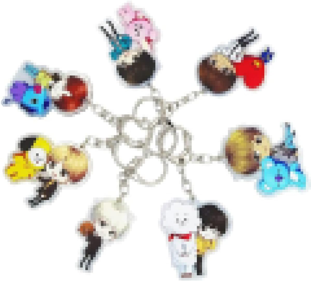 Doyomtoy 7 Piece Key Ring Set BTS Key Fob Kpop Key Ring Cute Handbags Accessories Team Key Fob Student Decoration for Backpack/Bag B1