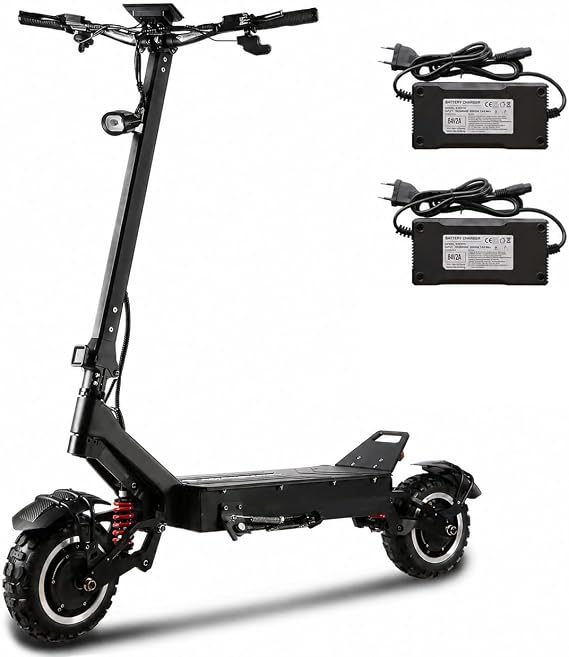 Electric Scooter with Seat & 2*Chargers for Adults, 10000W Dual Motor,11" Off-Road Tires with NFC,65MPH Max Speed, 70Miles Long Ranges, 72V/38Ah Large Capacity Battery(USA Werahouse)