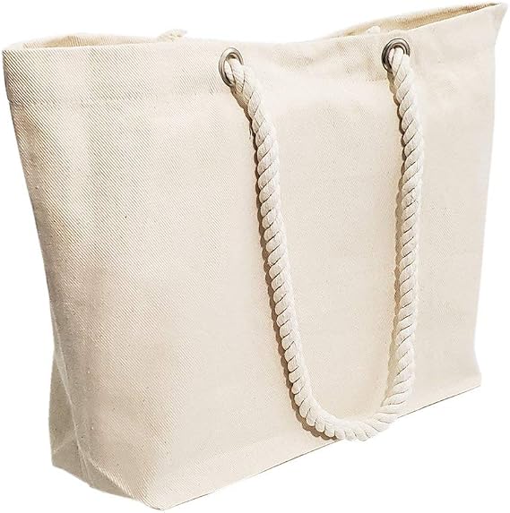 TBF 6-Pack Canvas Tote Bags with Rope Handles - Medium & Large Sizes