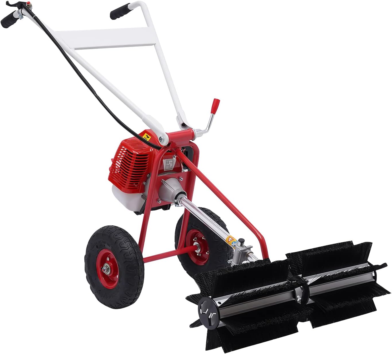 43CC Petrol Sweeper Broom 2-Stroke1.7HP Gas Powered Sweeper Broom Power Brush for Artificial Grass Petrol Lawn Sweeper Gas Power Sweeping Machine for Garden Yard