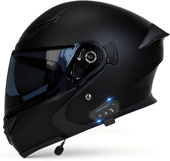 Flip Up Front Motorbike Helmets with Bluetooth Modular Motorcycle Full Face Helmet with Double Visor Crash Helmet ECEDOT Approved for Adults Men Women Flip Up Modular Helmets