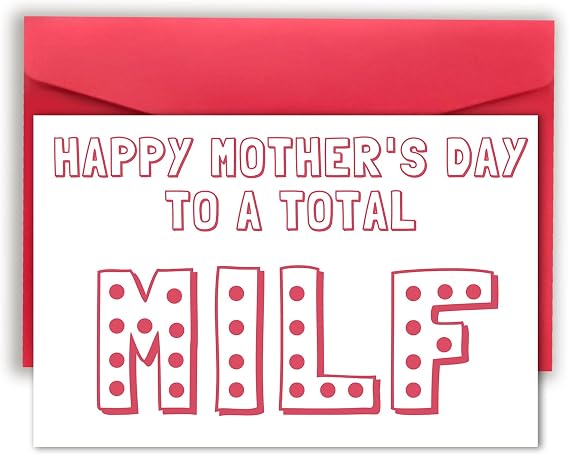 Happy Mothers Day Card for Wife, Humorous Milf Card for Women, Mother's Day Card from Husband Child, Funny Mothers Day Gifts to A Total Milf
