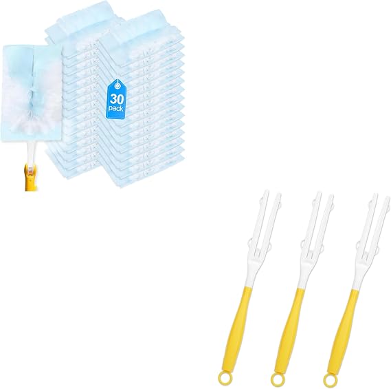 30+3 Pack Duster Refill Compatible with Swiffer Hand Duster with Replacement Duster Handles, Unscented Disposable Heavy Duty Duster Refills, Dusters Refills for Cleaning, Blinds & Ceiling Fan