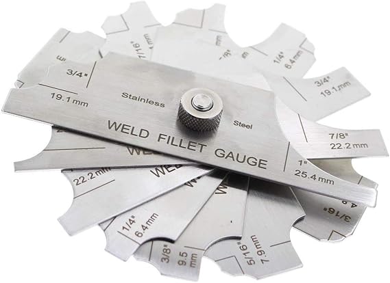 7 Piece Fillet Weld Gauge Gage Set MG-11 Metal Weld Fillet Gages Set Welding Fillet Gauge (Inch/mm) Cam Type Gage Gauge Welding Inspection Test Ulnar