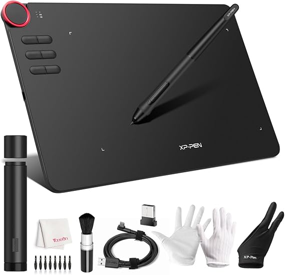 XP-PEN Deco 03 Drawing Tablet, 8192 Level Battery-Free Pen Stylus, 2.4G Wireless, Shortcut Dial, Programmable Buttons, Works with Windows 11/10/8/7, Mac OS, Chromebook