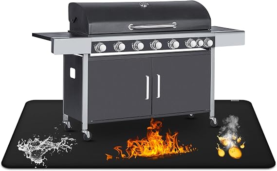 100 x 150 cm Under Grill Mat for Outdoor Grill, Double-Sided Fireproof Grill Pad,Perfect for Outdoor Barbecue Spots,Fireproof, Waterproof Grill Floor Pads Fire Pit Mat Fireplace Mat