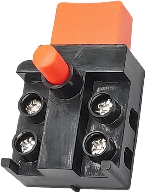 Compact Power Tool Control Button, Colored Raised Cap and Black Molded Housing for Planer Chain Cutting Tool Repair Service Parts Unit Actuator Button Control Planer Parts Chain Part Wood Shop Repair
