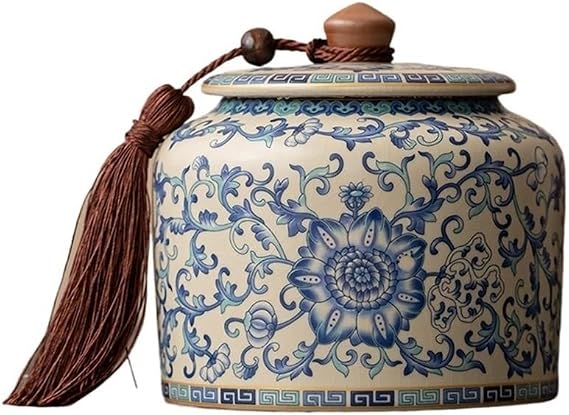 tea caddy Chinese Ceramic Tea Storage Tin With Sealed Lid And Carrying Handle High Grade Straight Tea Canister tea storage