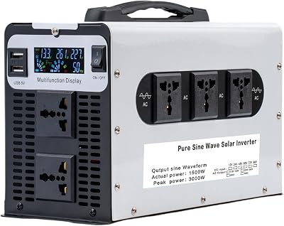 1500W3000W Peak Pure Sine Car Inverter Power Voltage Converter DC 12V24V to 110V  220V AC Pure Sine Wave Inverter with 2 AC Outlets