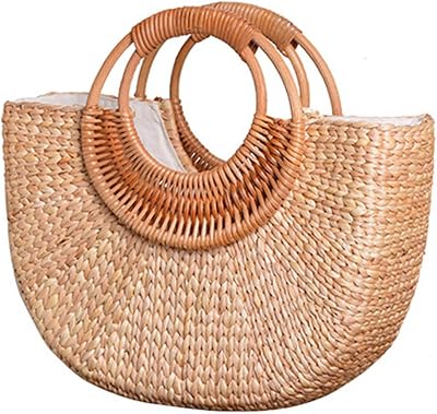 Women Straw Handbag Elegant Woven Top Handle Bag Travel Tote Purse Hobo Bag for Travel & Vacation