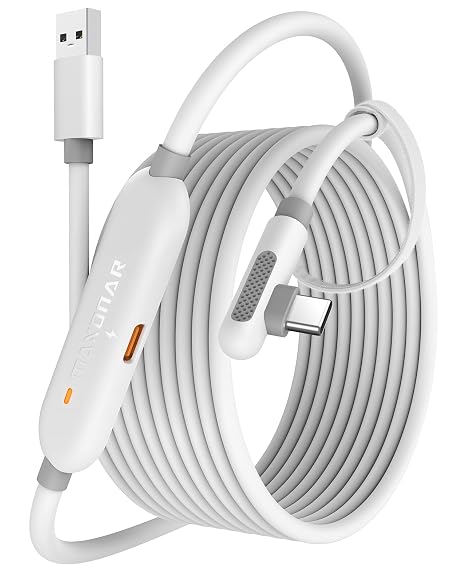 Maxonar VR Charging Link Cable 6m (Next-Gen Chip) USB C Cable Compatible with Meta Quest 3S/Quest 3/Oculus Quest 2/Pico 4 and PC VR Headset Steam VR Accesorios 5Gbps High Speed USB 3.0 (White)