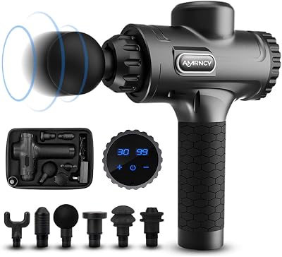 Muscle Massage Gun, Deep Tissue Percussion Massager Professional Massage Gun for Athletes Muscles Pain Relief - Handheld Electric Body Massager Sports Drill Portable Super Quiet Brushless Motor, Black